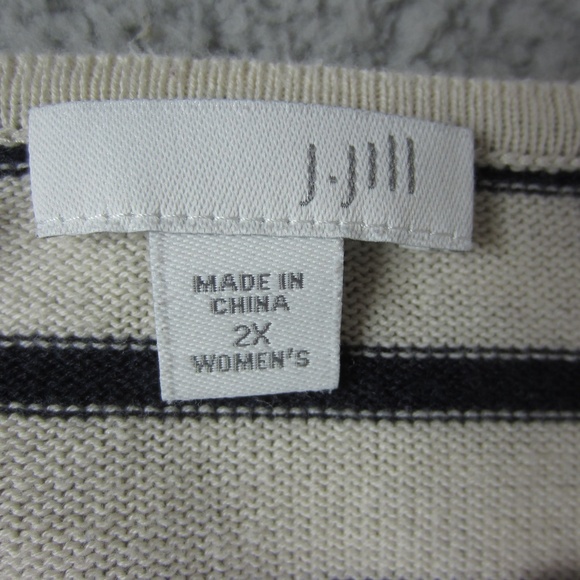 J. Jill Sweater womens Plus 2X Nautical Striped Lace up Long Sleeve Navy Blue - Picture 4 of 15